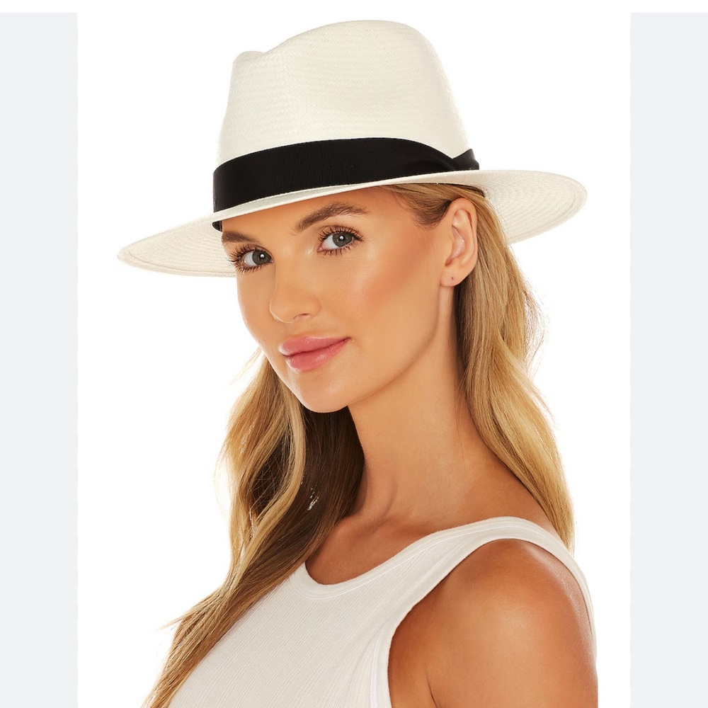 Rag & Bone Cream Panama Hat with Black Band